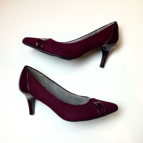 LifeStride Spencer Pointed Toe Heels Eco Suede Patent Pumps 7.5 - Picture 3 of 13